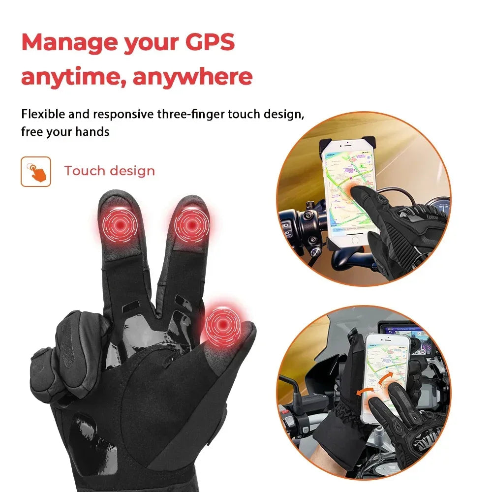 KEMiMOTO Winter Motorcycle Gloves CE Protective Black Guantes Moto Invierno Warm Touch Screen Waterproof Windproof Gloves