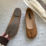 Women Flats Tabi Ninja Shoes Woman Ladies Microfiber Leather Comfy  Flats Split Toe Slippers Soft Bottom Loafers Solid Brief La