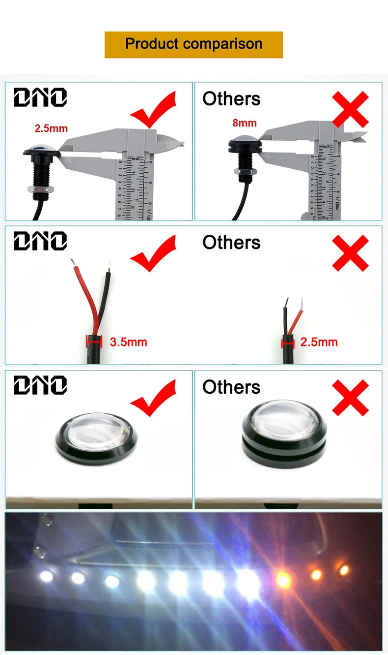 1pcs Eagle Eye LED Car Light Bright Daytime Running Lights DRL For Motorcycle Auto Parking signal Lapms 12v 24v Alloy Shell