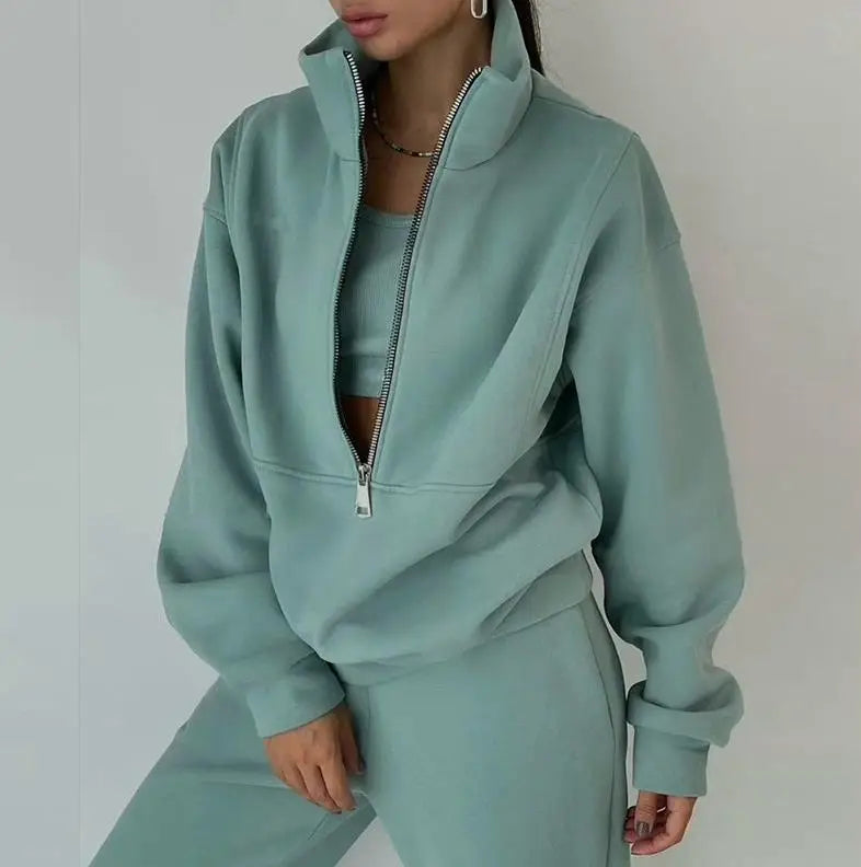 2 Piece Sets Women Outfit 2026 Autumn and Winter New Fashion Casual Daily Solid Color Sweater Brushed Sports Street Set