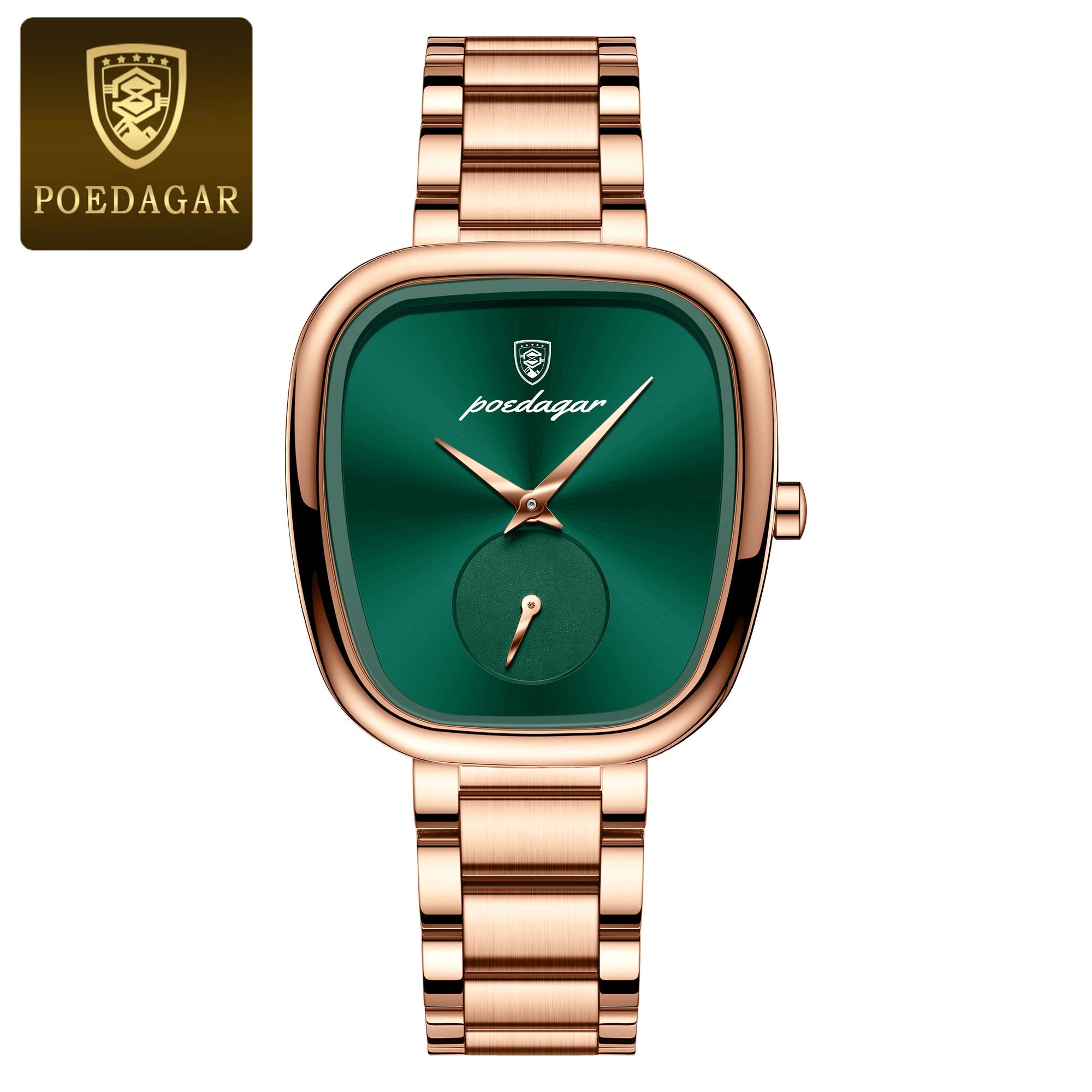 POEDAGAR Reloj de lujo para mujer, resistente al agua, de acero inoxidable, de cuarzo, de alta calidad, elegante