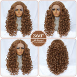 Black Brown Curly Wig Synthetic Lace Front Wigs For Women Blonde Orange Female Lace Wig 13X4.5X1 Cosplay Hair Daily Use