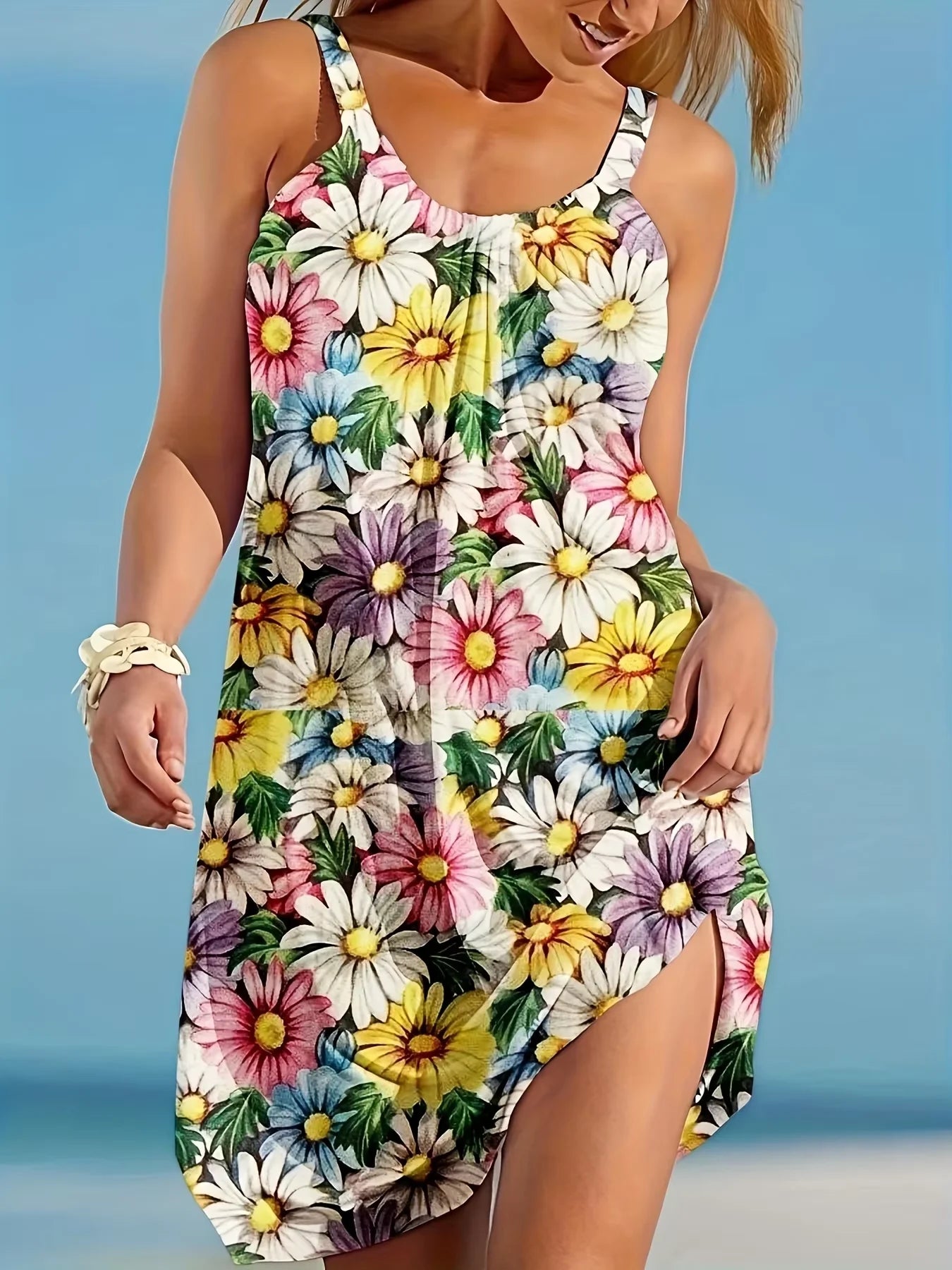 2024 aliexpress transfronteiriço europeu e americano plus size verão novo feminino impresso doce feriado vestido de verão