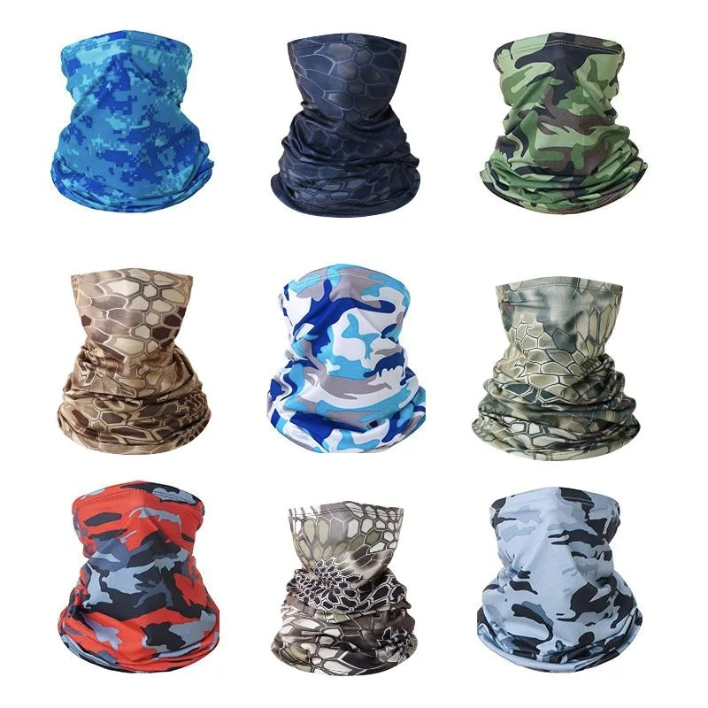 UV Protection Ice Silk Face Cover Neck Tube Outdoor Sports Bandana Scarf Breathable Hiking Scarf Neck Gaiter Camo Bandana