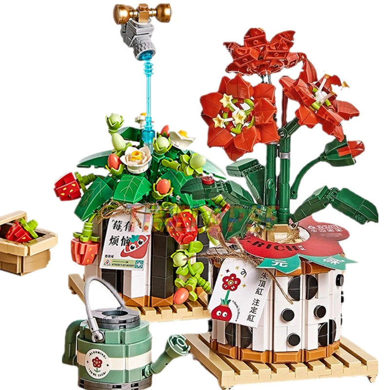 DIY Flower Vase Succulent Cactus Snow Lotus Potting Plants Gardens Building Blocks Model MINI Bricks Kids Sets Kits Toys