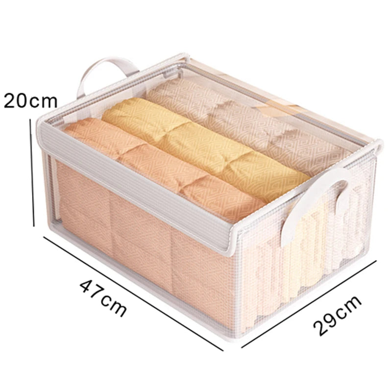 Cesta de almacenamiento transparente de PVC para ropa interior, caja de almacenamiento con marco de acero inoxidable, organizador de armario, caja de tela impermeable