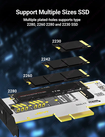 JEYI VolleyStar PCIE To NVMe Adapter With Aluminum Alloy  Heatsink, M.2 RGB PCIe 4.0 Card With 1/2U Low Standard Profile Bracket