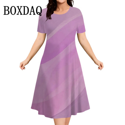 2025 New Women Dresses Large Sizes Short Sleeve Loose Dress Summer Casual Striped 3D Print Fashion Plus Size Female Clothing 9XL