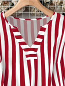 Plus Size Woman Fashion Spring Plaid T-shirt V-neck Jumper Light Breathable Tops European and American Style Beach Travel Clothe