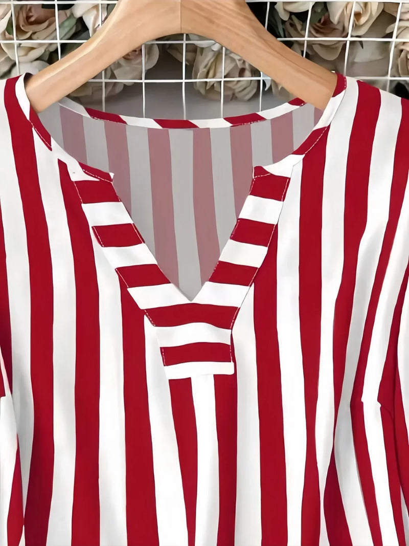 Plus Size Woman Fashion Spring Plaid T-shirt V-neck Jumper Light Breathable Tops European and American Style Beach Travel Clothe