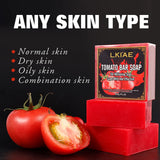 LKIAE Brand Tomato Fruit Scented Handmade Natural Bar Soap, For Face, Body, Whitening, Oil Control, Brightens, Shrinks Pores, 200g