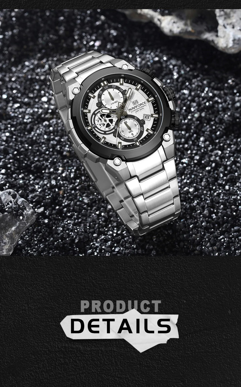 NAVIFORCE Original Watch for Men 2025 New Stainless Steel Waterproof Chronograph Classic Quartz Wristwatch Brand Men Watch Gifts