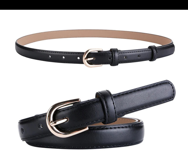 Women's belt genuine leather fashion casual simple everything matching decoration cowhide pants belt white jeans small belt