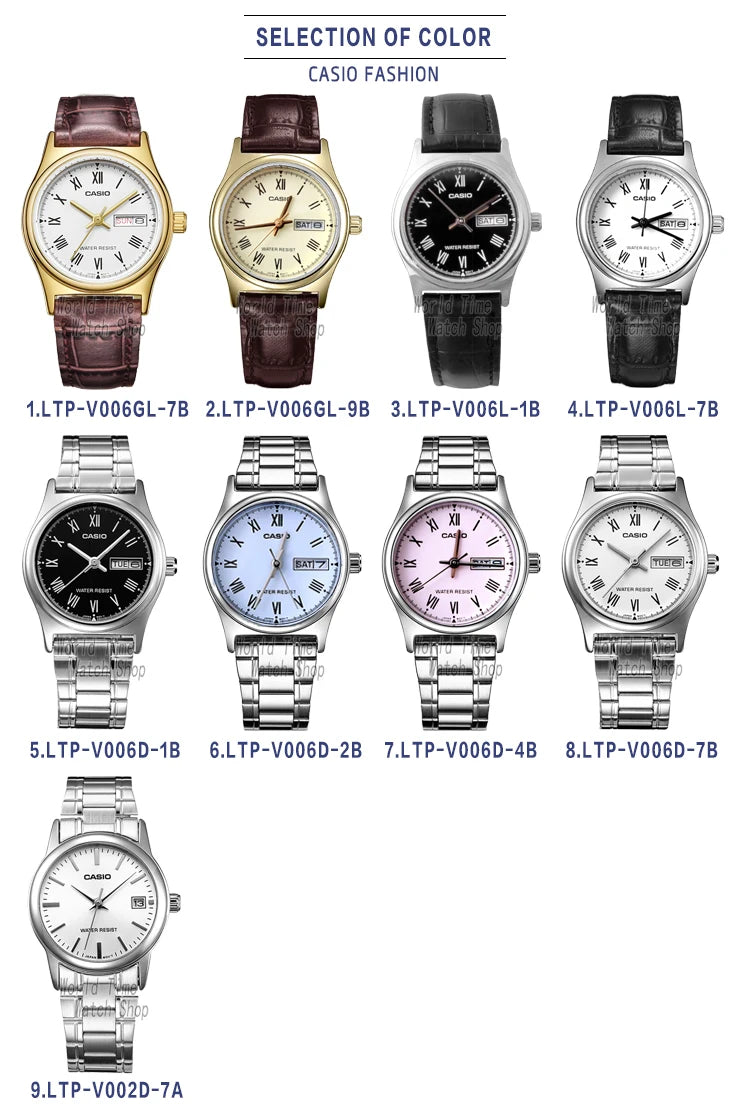 Relógio feminino Casio LTP - V006 prata quartzo com calendário e a prova de agua