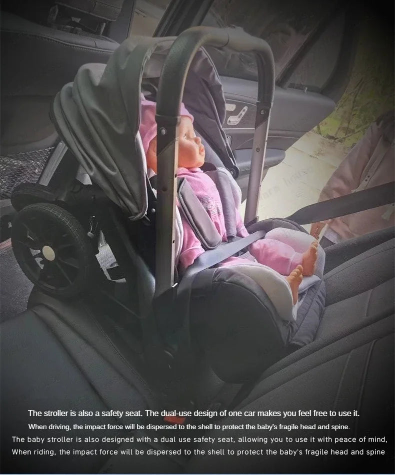 EU STOCK 4in1 baby stroller two-way Multifunctional newborn baby stroller 3in1 Foldable Basket type seat Lightweight Travel Pram