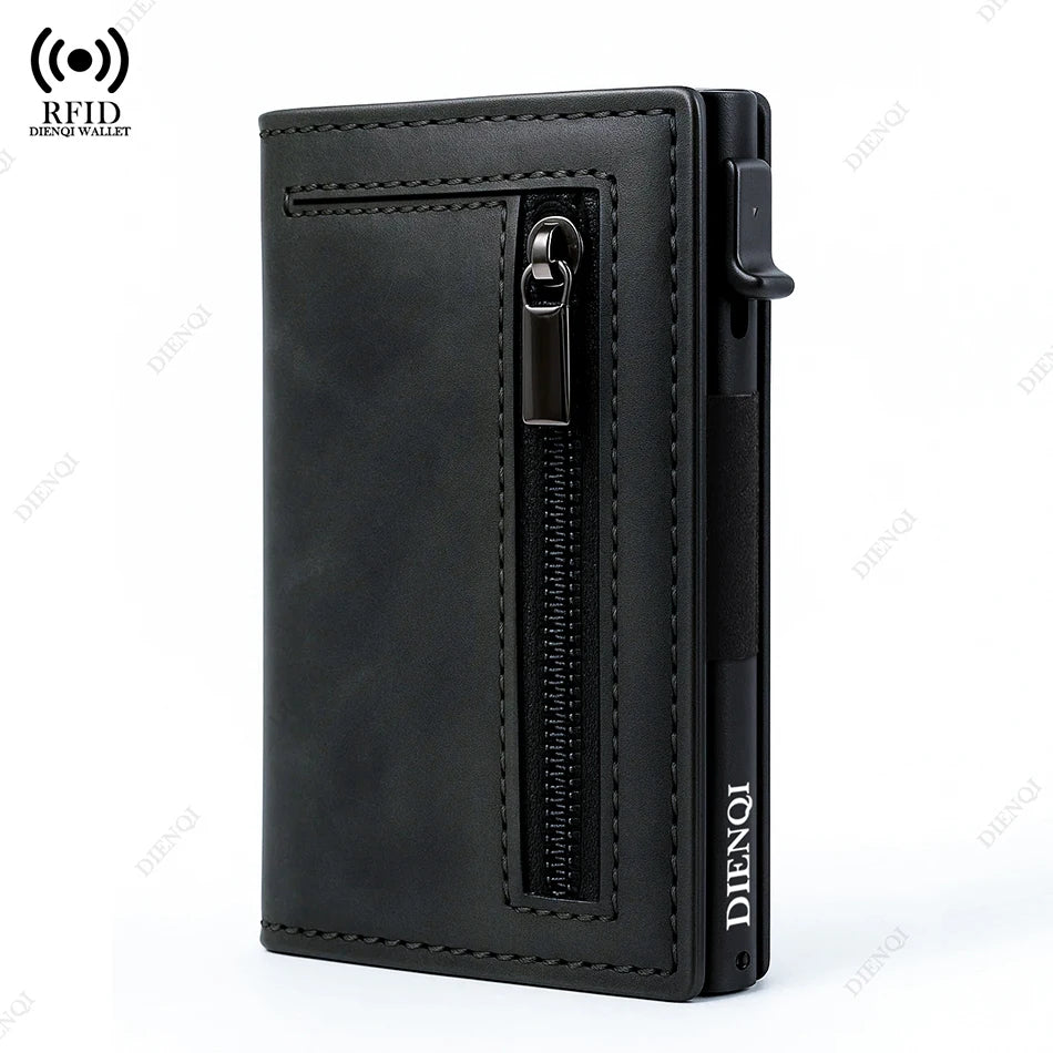 Magnetic Credit Card Holder Luxury Men's Wallet RFID Blocking Pop Up Minimalist Wallet Leather Bank Card Holder Case Vallet for Men