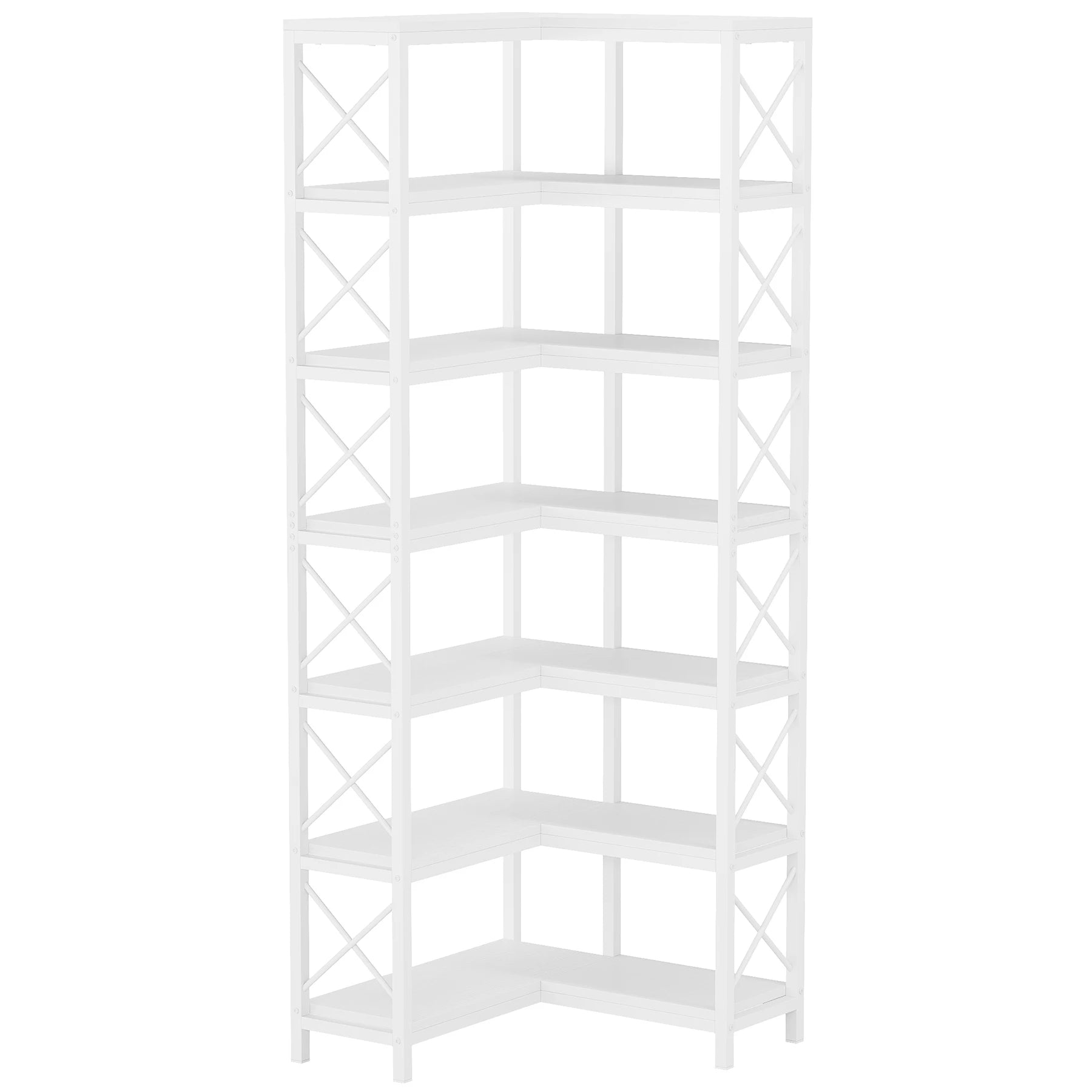Tribesigns 7-Shelf Corner Bookshelf,Large Modern Corner Bookcase, 7-Tier Tall Corner Shelf Storage Display Rack with Metal Frame