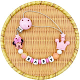 Cartoon Silicone Luminous Beads for Baby, Pacifier Clips, Chain Holder, Teether, Personalized English and Russia Name, Kawaii Toy 