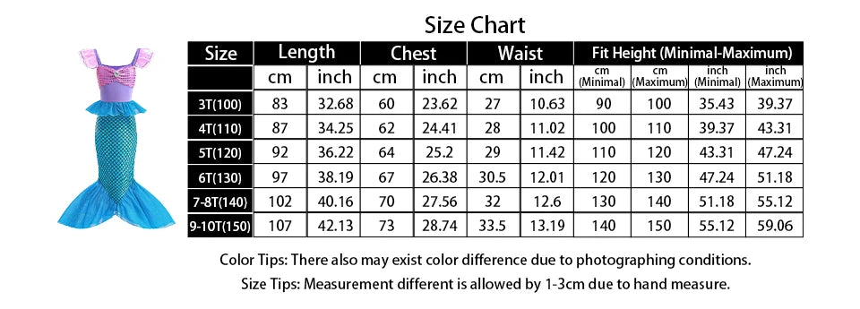 Children's Mermaid Cosplay Costume Girls' Role Play Costume Carnival Halloween Birthday Party Costume Summer Princess Dress