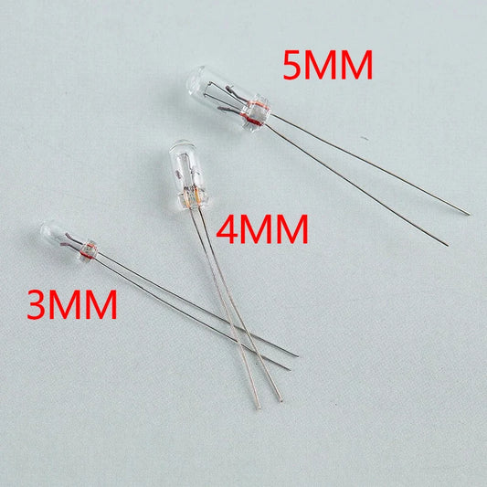 10/25/50pcs/lot Miniature 0.07A 3mm 4mm 5mm 3V/6V/9V/12V/24V Mini Lamp Light Bulb Edison Incandescent Filament Rice