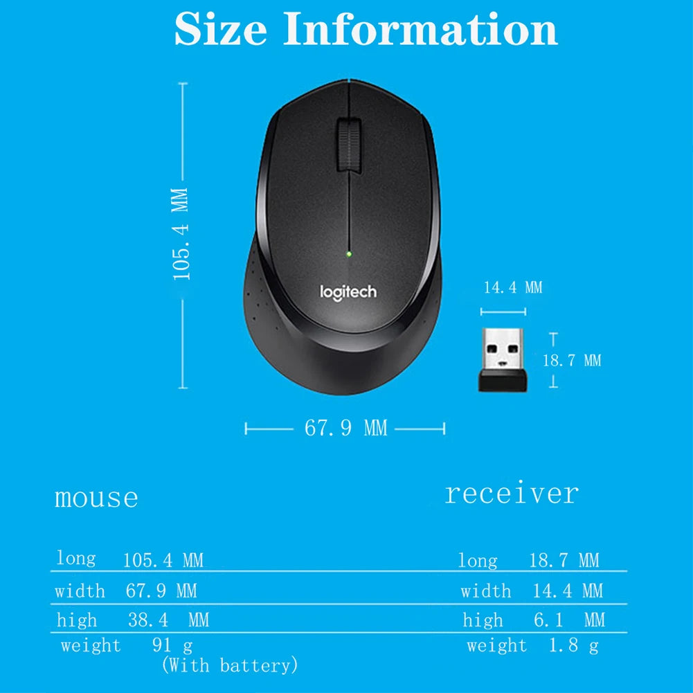 Ratón inalámbrico silencioso Logitech M330 de 1000 DPI, óptico y silencioso de 2,4 GHz con receptor USB, ideal para oficina, hogar y PC.