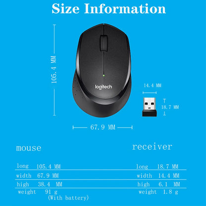 Ratón inalámbrico silencioso Logitech M330 de 1000 DPI, óptico y silencioso de 2,4 GHz con receptor USB, ideal para oficina, hogar y PC.