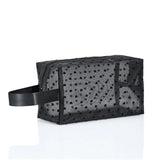 Heart-Shaped Nylon Mesh Cosmetic Bag Portable Toiletry Organizer for Women Makeup Storage