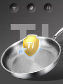 German Titanium Steel Frying Pan Uncoated Non Stick Pan Fish Scale Hammer Pattern Household Steak Frying Pan Kitchen Cookware