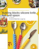 3pcs Stainless Steel Dinnerware Children Western Cutlery Set Knife Fork Spoon Dinner Tableware Silicone Building Blocks Handle
