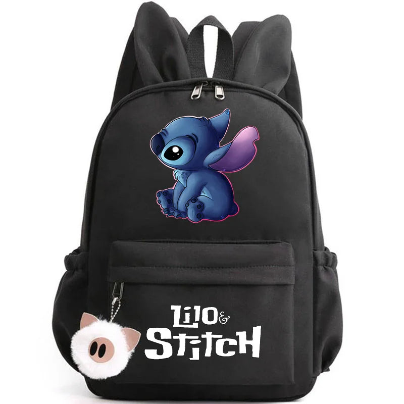 Mochila Disney Lilo Stitch para niñas, niños y adolescentes, informal, escolar, de viaje, con orejas de conejo