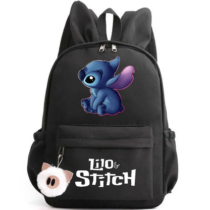 Mochila Disney Lilo Stitch para niñas, niños y adolescentes, informal, escolar, de viaje, con orejas de conejo