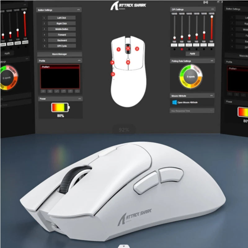 Ratón Bluetooth Attack Shark R1, 18000 dpi, PAW3311, conexión inalámbrica trimodo, ratón para juegos macro