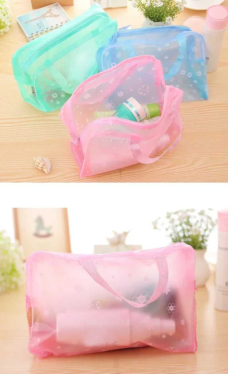1 Pc PVC Transparent Cosmetic Bag Clear Makeup Bag for Women Girl Waterproof Zipper Beauty Case Travel Handbag Toiletry Bags