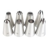 8pcs Piping Nozzles Set, Stainless Steel Icing Nozzles, Cream Cake Piping Tips For Dessert Biscuit Cup Cake, Kitchen Accessories