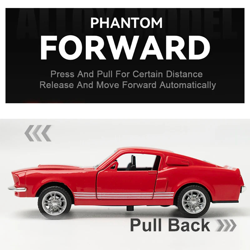 1:36 Alloy Diecast Mustang Classic Vintage Car Model Pull Back Car Miniature Vehicle Replica For Collection Gift
