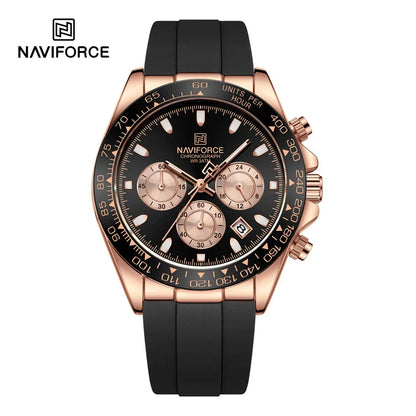 NAVIFORCE Reloj de lujo para hombre, deportivo, resistente al agua, de cuarzo, con correa de silicona, cronógrafo, luminoso, de pulsera, masculino