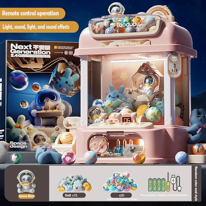 Máquina de muñecas DIY de gran tamaño para niños, juego de monedas, minimáquina de garras, grúa, muñeca musical, regalos de Navidad