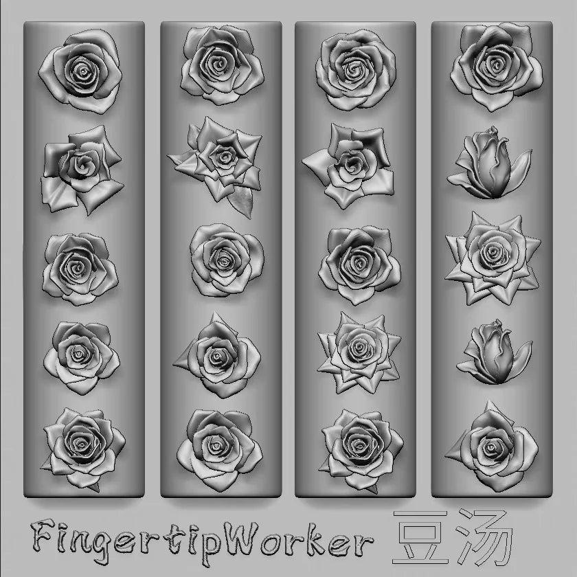 1Pc Chain Ice Flower Fox Spoon Fork Dragon Snake Butterfly 3D Acrylic Mold Nail Art Decorations  DIY Design Silicone Nails Mold