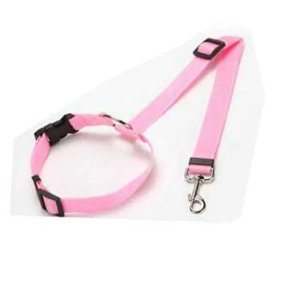 Cinturón de seguridad para mascotas dos en uno de color sólido, correa de nailon para el asiento trasero, arnés ajustable para perros, collar, accesorios para mascotas