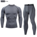 Traje deportivo de compresión para hombre, conjunto deportivo ajustado de yoga, entrenamiento en gimnasio, jogging, ropa deportiva MMA, pantalones de entrenamiento, traje deportivo (2 piezas) 