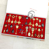 Anime Pendants Jewelry Necklace Keyrings Elsa Lucy Keys Set Zodiac Star Spirit Magician Summons Cosplay Key Ring Gift