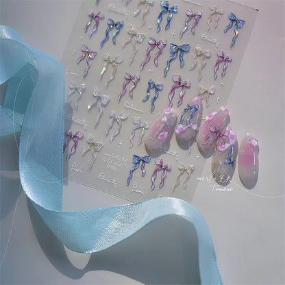 Shining Aurora Shell Light Butterfly Nail Stickers 5D Nail Art Design Decoration Decals DIY Manicure High Quality
