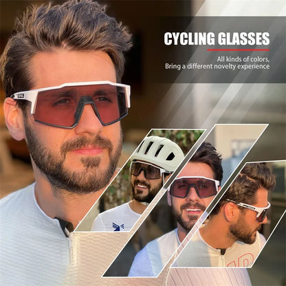 Kapvoe Photochromic Cycling Glasses Photochromic Sunglasses Road Bicycle Sports Glasses MTB Bike Eyewear Men 1 Lens Accessories