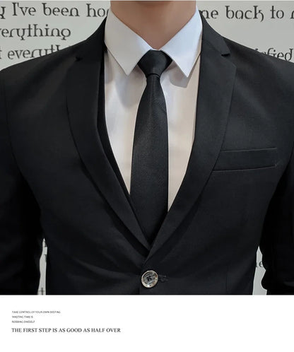 Suit (Blazer+ Vest + Pants) Men's Business Gentleman Fashion Slim Work Solid Color Plus Size Fair Dress Wedding Best Man Suit