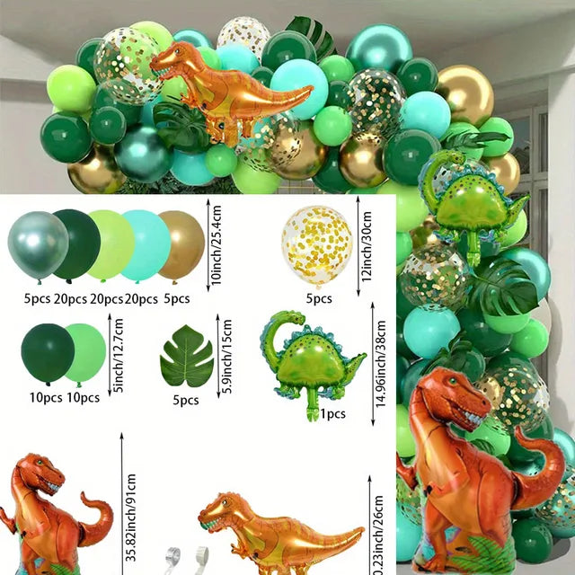 Globos decorativos con temática de animales de la selva, Tiranosaurio Rex, para cumpleaños y exteriores, aniversarios y celebraciones, 154 unidades 