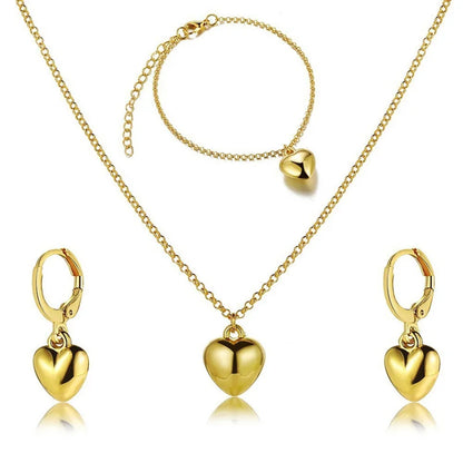 3 Pcs Round Pearl Jewelry Set Of Earring Pendant Necklace For Women Exquisite Fashion Rhinestone Double Wedding Jewelry Set Gift