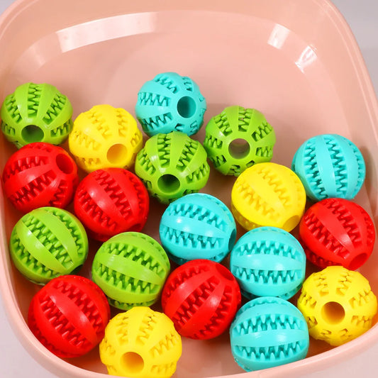 Pelota de juguete para perros de silicona, juguete interactivo resistente a mordeduras para masticar para perros pequeños, Limpieza de dientes, bola elástica, productos para mascotas de 5/6/7cm