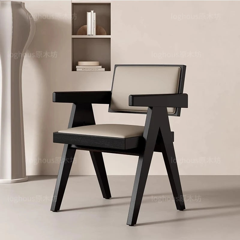 Rattan Nordic Relaxing Design Chair Accent Solid Wood Dining Modern Computer Office Aesthetic Relax Armrest Garden Furniture