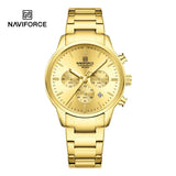 NAVIFORCE NF8076 Sports Watches for Men Stainless Steel Strap Quartz 3ATM Waterproof Shockproof New Fashionable Watch
