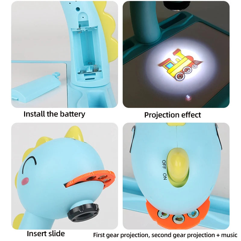 Mesa de dibujo con proyector LED para niños, juego de pintura, tablero educativo, herramientas de aprendizaje, juguetes de pintura para niños.